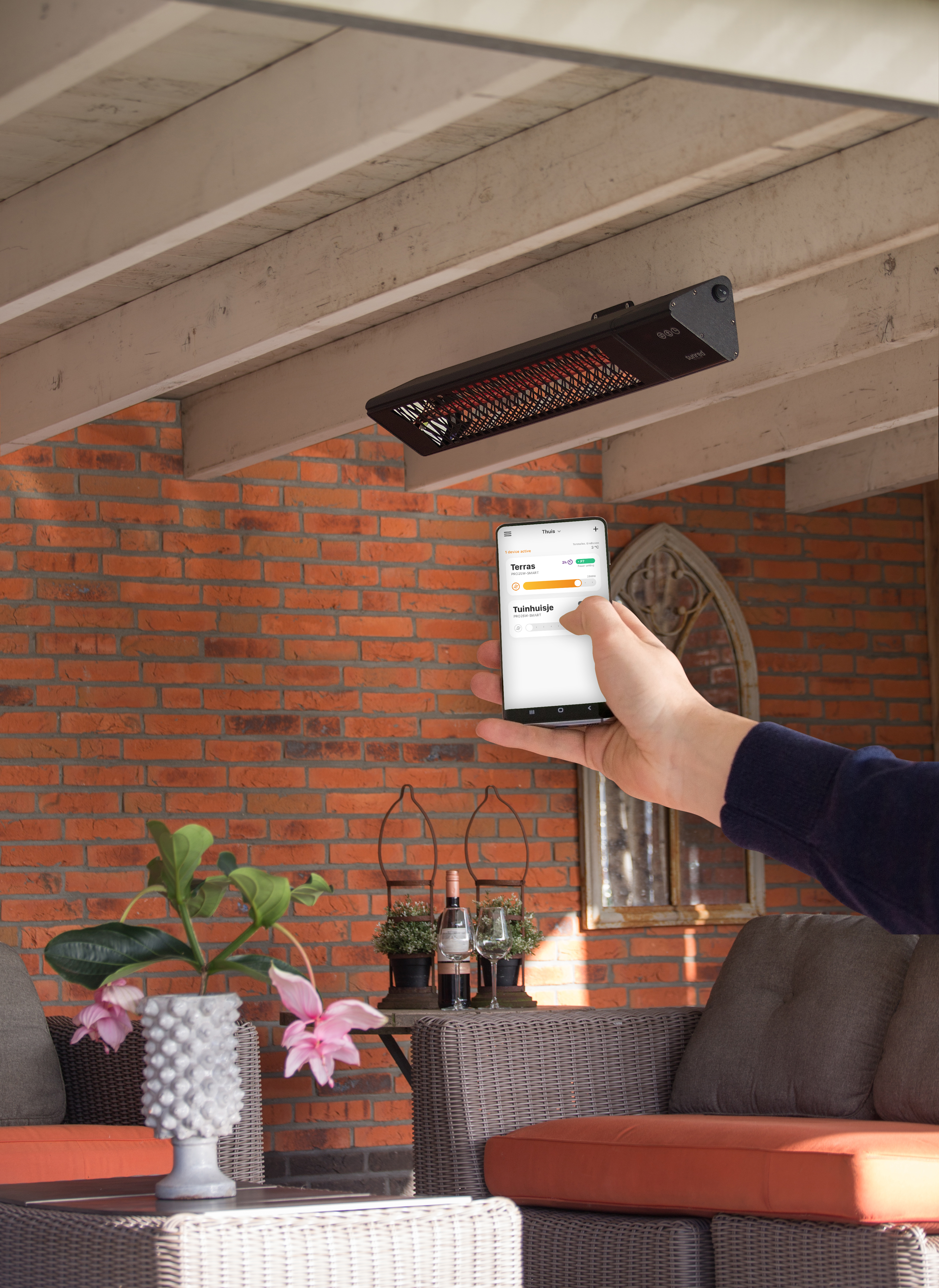 SUNRED | Heater | PRO25W-SMART, Triangle Dark Smart Wall | Infrared | 2500 W | Black | IP55
