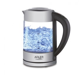 Adler | Kettle | AD 1247 NEW | With electronic control | 1850 - 2200 W | 1.7 L | Stainless steel, glass | 360° rotational base | Stainless steel/Transparent