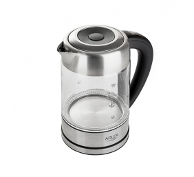Adler | Kettle | AD 1247 NEW | With electronic control | 1850 - 2200 W | 1.7 L | Stainless steel, glass | 360° rotational base | Stainless steel/Transparent