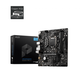 MSI | B560M PRO-E | Processor family Intel | Processor socket  LGA1200 | DDR4 DIMM | Memory slots 2 | Supported hard disk drive interfaces 	SATA, M.2 | Number of SATA connectors 4 | Chipset Intel  B560 | MATX