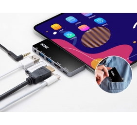 Aten UH3238 USB-C Travel Dock with Power Pass-Through | Aten | USB-C Travel Dock with Power Pass-Through | UH3238-AT | Dock