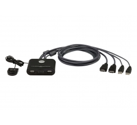 ATEN CS22HF-AT 2-Port USB FHD HDMI Kabelis KVM Switch komutatorius, Juoda