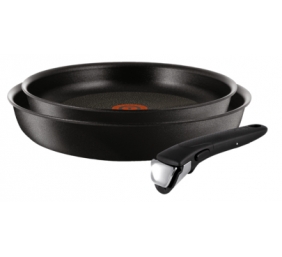 TEFAL Set of Pans L6509102 Ingenio Expertise Frying, Diameter 22/26 cm, Suitable for induction hob, Removable handle, Black