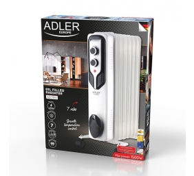 Adler | Oil-Filled Radiator | AD 7815 | Oil Filled Radiator | 1500 W | Number of power levels 3 | White