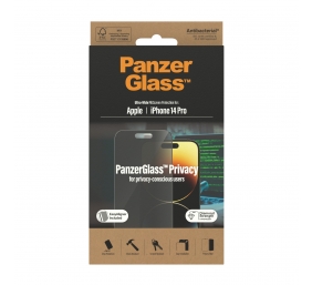 PanzerGlass | Screen protector | Apple | iPhone 14 Pro | Glass | Black | Ultra-Wide Fit; Easy installation; Privacy Filter; Fingerprint resistant | Privacy