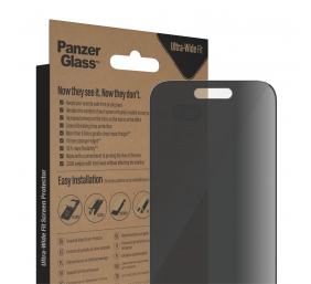 PanzerGlass | Screen protector | Apple | iPhone 14 Pro | Glass | Black | Ultra-Wide Fit; Easy installation; Privacy Filter; Fingerprint resistant | Privacy