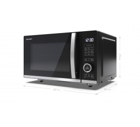 Sharp | Microwave Oven with Grill | YC-QG204AE-B | Free standing | 20 L | 800 W | Grill | Black
