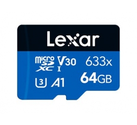 Lexar 64GB High-Performance 633x microSDHC UHS-I, up to 100MB/s read 20MB/s write | Lexar | Memory card | LMS0633064G-BNNNG | 64 GB | microSDXC | Flash memory class UHS-I