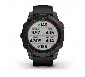 Išmanusis laikrodis Garmin Fenix 7 Sapphire Solar Edition Black DLC Titanium/Black Band 47mm