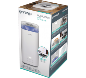 Gorenje | H50W | Air Humidifier | m³ | 26 W | Water tank capacity 5 L | Suitable for rooms up to 20 m² | Ultrasonic | Humidification capacity 210 ml/hr | White