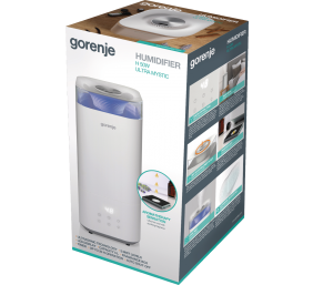 Gorenje | Air Humidifier | H50W | 26 W | Water tank capacity 5 L | Suitable for rooms up to 20 m² | Ultrasonic | Humidification capacity 210 ml/hr | White