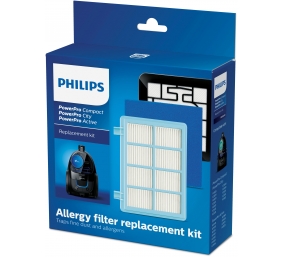 Philips Replacement Kit FC8010/02, Allergy H13 filter replacement kit compatible with Philips PowerPro Compact, PowerPro Active and PowerPro City ranges