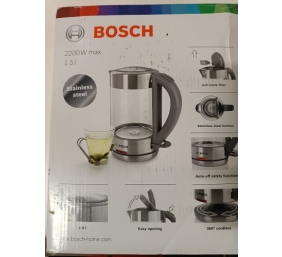 Ecost Prekė po grąžinimo, Bosch TWK7090B elektrinis virdulys 1,5 L 2200 W Pilka