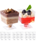 Ecost Prekė po grąžinimo, Matana - 100 Multi-use Clear Square Plastic Mini Parfait Dessert Party Tas