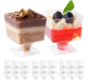 Ecost Prekė po grąžinimo, Matana - 100 Multi-use Clear Square Plastic Mini Parfait Dessert Party Tas