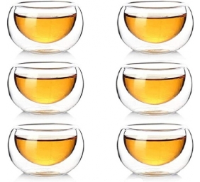 Ecost prekė po grąžinimo, 50 ml dvigubų sienelių stiklinės, skaidrios, atsparios karščiui, arbatos i