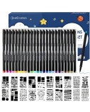 Ecost prekė po grąžinimo, 44 vnt. dienoraščio pieštukų ir rašiklių rinkinys, plunksnakočiai, spalvot