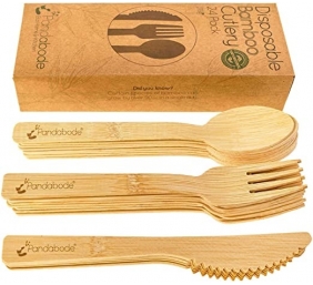Ecost prekė po grąžinimo, Pandabode™ 120 vienkartinių bambuko medinių stalo įrankių | ekologiška pra