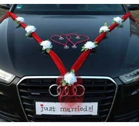 Ecost prekė po grąžinimo, Organza M + Hearts ® papuošalai automobiliams (grynai balta / raudona / ra