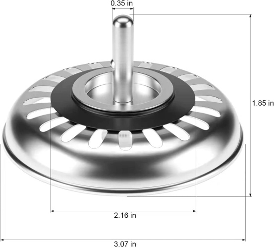 Tomario Tappo filtro per lavello da cucina, in acciaio inox, spesso per lavello da cucina, diametro del foro 78 mm, 79 mm, 82 mm, 84 mm (confezione da 2, 80 mm