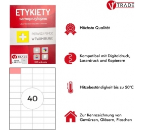 Ecost prekė po grąžinimo, V1 Trade lipnios spausdinamos etiketės, 100 lapų