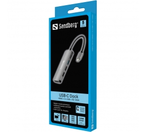 SANDBERG USB-C Dock HDMI+3xUSB+PD 100W