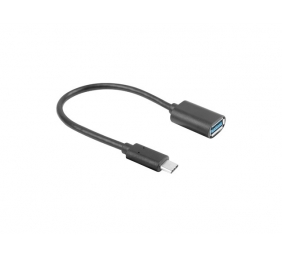 Lanberg Adapter Cable USB-C(M) 3.1 -> USB-A(F) 15 cm, Black | AD-UC-UA-04