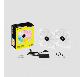 Corsair | 140mm White PWM Fan, Dual Fan Kit with Lighting Node CORE | iCUE SP140 RGB ELITE Performance | Case Fan