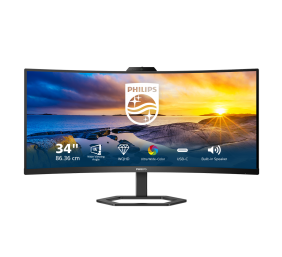 Philips | Monitor with Windows Hello Webcam | 34E1C5600HE/00 | 34 " | VA | 21:9 | 100 Hz | 4 ms | 3440 x 1440 pixels | 300 cd/m² | HDMI ports quantity 1 | Black | Warranty 36 month(s)