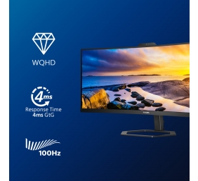 Philips | Monitor with Windows Hello Webcam | 34E1C5600HE/00 | 34 " | VA | 21:9 | 100 Hz | 4 ms | 3440 x 1440 pixels | 300 cd/m² | HDMI ports quantity 1 | Black | Warranty 36 month(s)