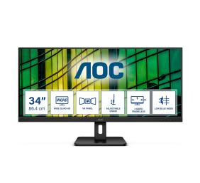 AOC | Monitor | U34E2M | 34 " | VA | WQHD | 21:9 | 100 Hz | 4 ms | 3440 x 1440 | 300 cd/m² | HDMI ports quantity 2 | Black