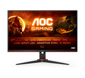 AOC | Monitor | Q27G2E/BK | 27 " | VA | QHD | 16:9 | 155 Hz | 1 ms | 2560 x 1440 | 250 cd/m² | HDMI ports quantity 2 | Black/Red | Warranty 36 month(s)