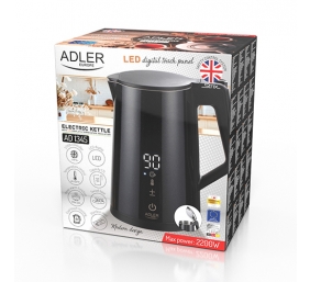 Adler | Kettle | AD 1345b | Electric | 2200 W | 1.7 L | Stainless steel | 360° rotational base | Black