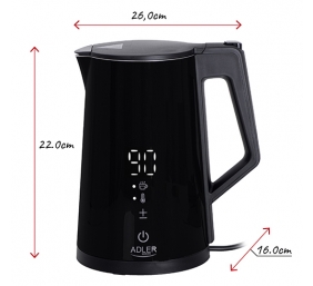 Adler | Kettle | AD 1345b | Electric | 2200 W | 1.7 L | Stainless steel | 360° rotational base | Black