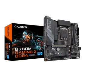 Gigabyte | B760M GAMING X DDR4 1.0 M/B | Processor family Intel | Processor socket  LGA1700 | DDR4 DIMM | Memory slots 4 | Supported hard disk drive interfaces 	SATA, M.2 | Number of SATA connectors 4 | Chipset Intel B760 Express | Micro ATX