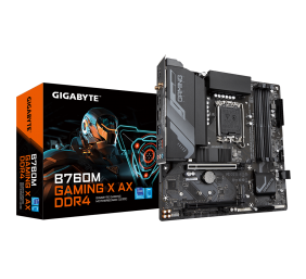 Gigabyte | B760M G X AX DDR4 1.0 M/B | Processor family Intel | Processor socket  LGA1700 | DDR4 DIMM | Memory slots 4 | Supported hard disk drive interfaces 	SATA, M.2 | Number of SATA connectors 4 | Chipset Intel B760 Express | Micro ATX