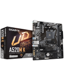 Gigabyte A520M K 1.0 M/B Processor family AMD, Processor socket AM4, DDR4 DIMM, Memory slots 2, Supported hard disk drive interfaces 	SATA, M.2, Number of SATA connectors 4, Chipset AMD A520, Micro ATX