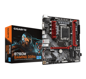 Gigabyte | B760M GAMING DDR4 1.0 M/B | Processor family Intel | Processor socket  LGA1700 | DDR4 DIMM | Memory slots 2 | Supported hard disk drive interfaces 	SATA, M.2 | Number of SATA connectors 4 | Chipset Intel B760 Express | Micro ATX