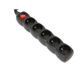 Ilgiklis su įžeminimu OMEGA, 3 m, 16 A, 5 lizdai, E Tipo, Juodas