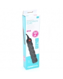 Ilgiklis su įžeminimu OMEGA, 3 m, 16 A, 5 lizdai, E Tipo, Juodas