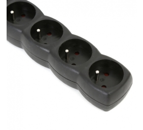 Ilgiklis su įžeminimu OMEGA, 3 m, 16 A, 5 lizdai, E Tipo, Juodas