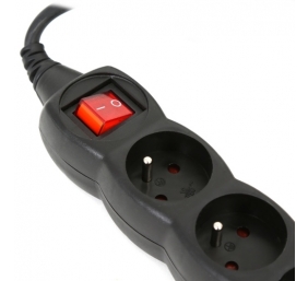Ilgiklis su įžeminimu OMEGA, 3 m, 16 A, 5 lizdai, E Tipo, Juodas