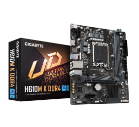 Gigabyte | H610M K DDR4 1.0 M/B | Processor family Intel | Processor socket  LGA1700 | DDR4 DIMM | Memory slots 2 | Supported hard disk drive interfaces 	SATA, M.2 | Number of SATA connectors 2 | Chipset Intel H610 Express | Micro ATX