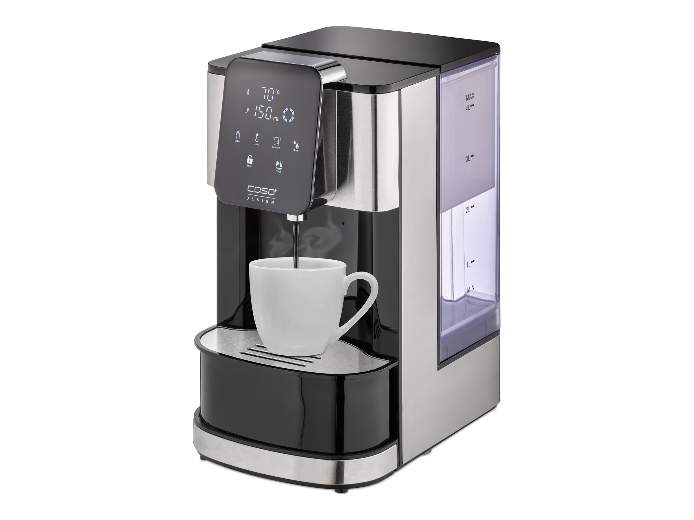 Caso | Turbo Hot Water Dispenser | HW 1660 | Water Dispenser | 2600 W | 4 L | Plastic/Stainless Steel | Black/Stainless Steel
