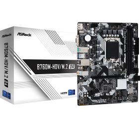 ASRock B760M-HDV/M.2 D4 Processor family Intel, Processor socket  LGA1700, DDR4 DIMM, Memory slots 2, Supported hard disk drive interfaces SATA, M.2, Number of SATA connectors 4, Chipset Intel B760, Micro ATX