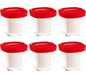 Ecost prekė po grąžinimo SEB rinkinys iš 6 jogurto konteinerių, raudonas