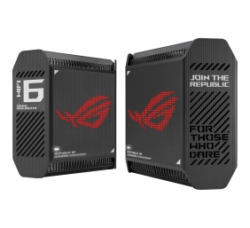 Wifi 6 802.11ax Tri-band Gigabit Gaming Mesh System | GT6 ROG Rapture (2-Pack) | 802.11ax | 574+4804+4804 Mbit/s | 10/100/1000 Mbit/s | Ethernet LAN (RJ-45) ports 3 | Mesh Support Yes | MU-MiMO Yes | No mobile broadband | Antenna type Internal