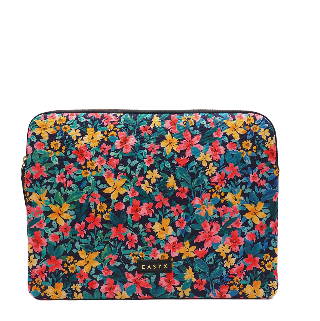 Casyx | SLVS-000023 | Casyx for MacBook | Fits up to size 13 ”/14 " | Sleeve | Canvas Flowers Dark | Waterproof
