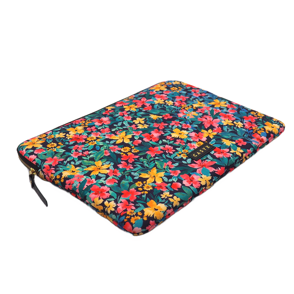Casyx | SLVS-000023 | Casyx for MacBook | Fits up to size 13 ”/14 " | Sleeve | Canvas Flowers Dark | Waterproof