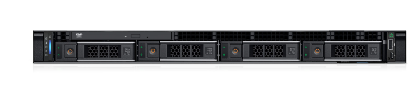 Dell PowerEdge R250  Rack (1U) Intel Xeon 2.8 GHz 8 MB 4C 4T UDIMM DDR4 4 No RAM, No HDD Up to 4 x 3.5" No PERC Single, Cabled 1 Power supply 450 W On-Board LOM iDrac9 Express Static Rails No OS Warranty Basic NBD 36 month(s) 12.20 kg 11.20 kg